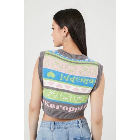 Hello Kitty Large NWT Keroppi sweater vest crop Top forever 21 - Picture 2 of 8